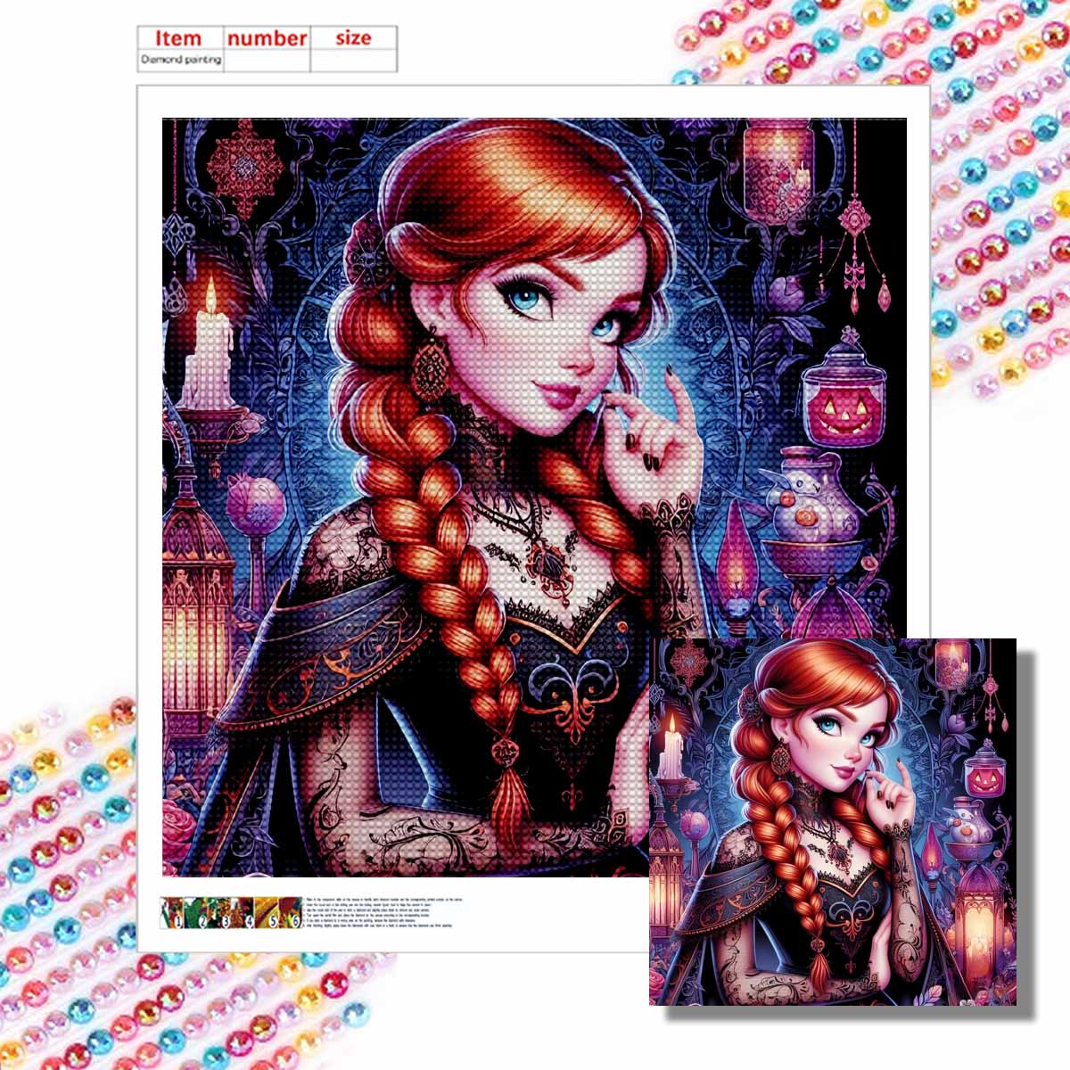 

5D DIY Diamond Painting Decorative Princess Anna Full Round Drill Scenery Diamond Embroidery Cross Stitch Kits Home Decor Gift Round 20x20cm