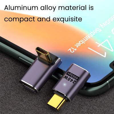 USB C Right Angle Adapter 240W PD 8K@60Hz Video Charge Adapter 40Gbps Data Transfer LED Light Metal Adapter for MacBook Pro for IPad Pro