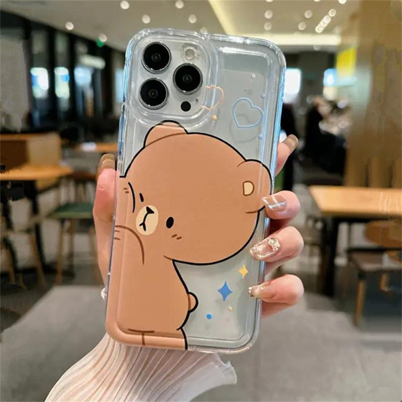 Dog Cat Couple Phone Case For iPhone 16 15 11 12 14 13 Pro Max Mini XS X XR 7 8 Plus Kawaii Cute Cartoon Animal Cellphones Cover