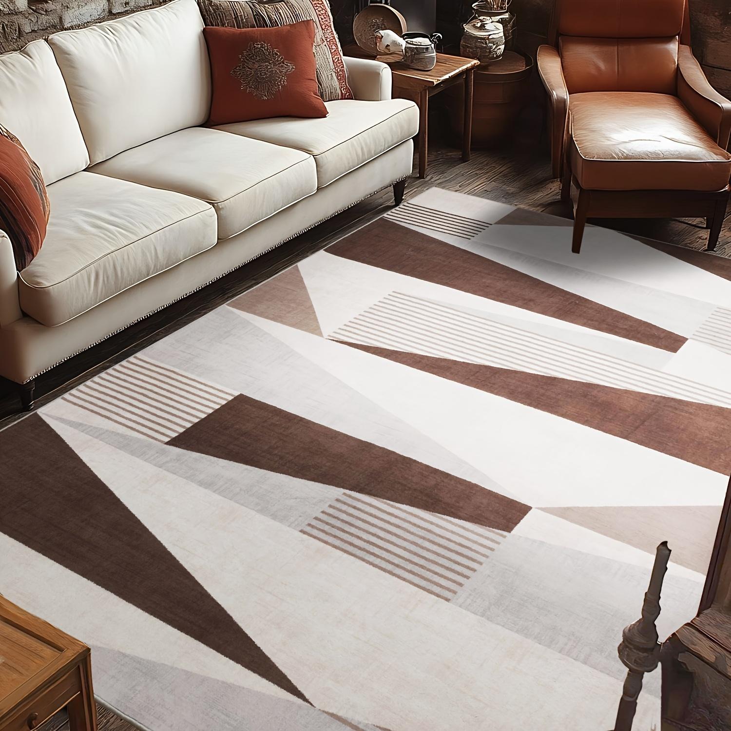 

Modern Geometric Triangle Area Mat Coffee Color Machine-Washable for Living Room Bedroom Kitchen Indoor Carpet 60*90cm