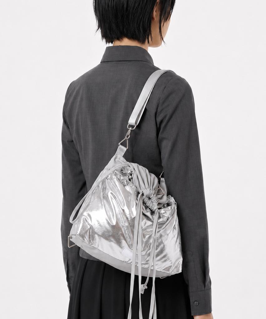 Undercontrol Studio Pocket Detail Detachable Strap Backpack Shoulder Bag Women'S Bag 2-Way Layered Cabbage Bag / Silver Metal Layer
