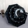 Elegantes Rabenporträt mit floralem Mandala-Design Untersetzer-Set Regenschirm, Niedlicher Regenschirm mit niedlichem Design, Tragbarer 3-fach kompakter Regenschirm für Männer & Frauen