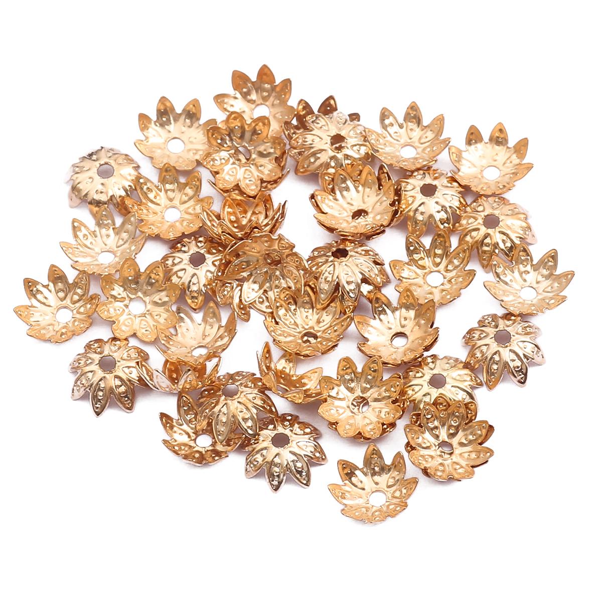 

100 шт., металлические свободные прокладки с цветком лотоса, подвески с коническим концом, бусины, крышка, филигрань, для самостоятельного изготовления ювелирных изделий 8mm