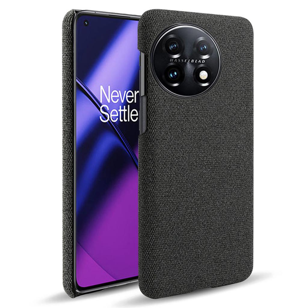 For OnePlus 11 5G Non-slip Slim Cell Phone Case Solid Color Hard PC+Cloth Shockproof Phone Cover