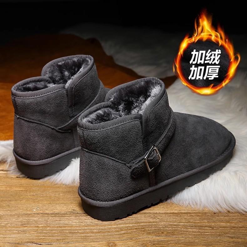 Snow boots women's winter 2025 new velvet thickened short tube flat bottom non-slip high top warm bread cotton shoes