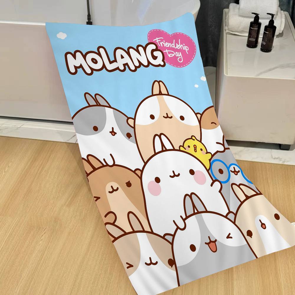 Cute M-molangs Microfiber Printed Beach Towel Mountain Climbing Yoga Beach Swimming Running Absorbent Soft Towel