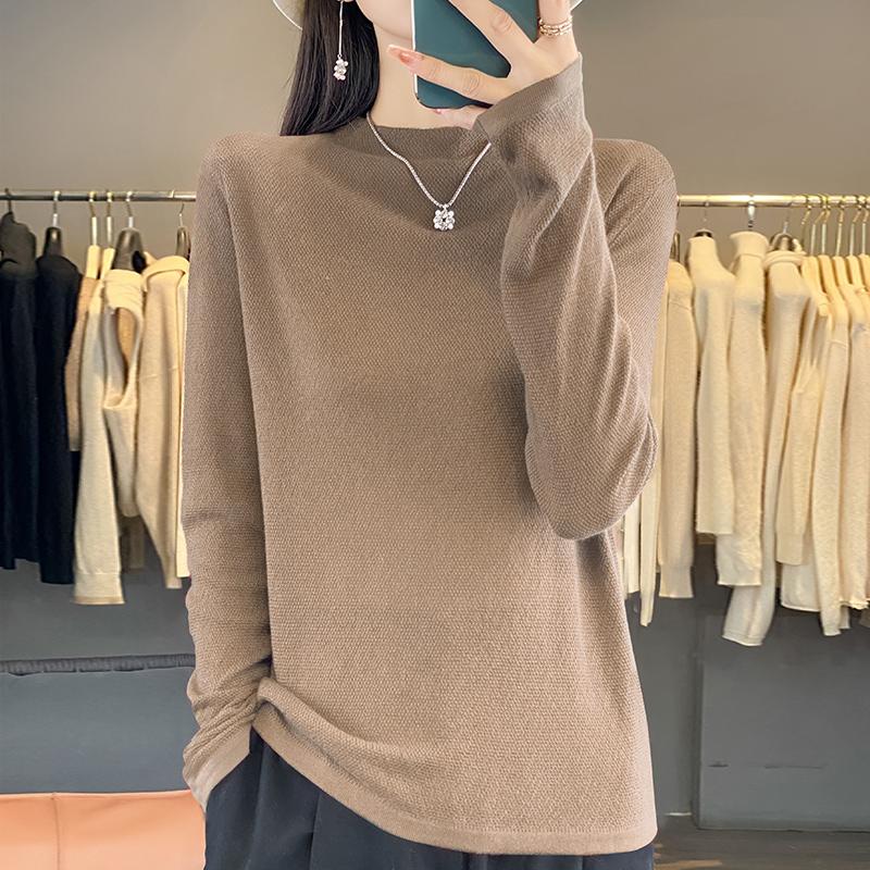 Dámský celoroční svetr z 50% vlny a 50% hedvábí | Lehký teplý pulovr z příze | Luxusní úplet z kašmírového hedvábí