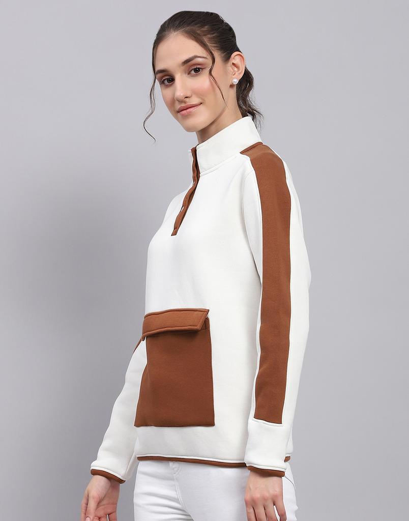 ROCK.IT Rockit von House of Monte Carlo Damen Einfarbig Weißes Mock-Neck Langarm-Sweatshirt