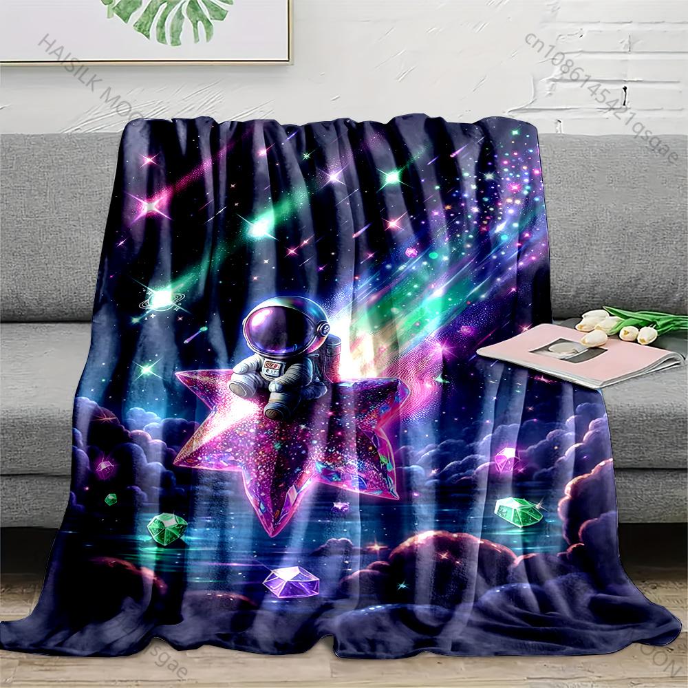 1PC Astronaut on a star Print Adult Children Warm Blankets Home Travel Car Soft Comfortable Suitable for all seasons