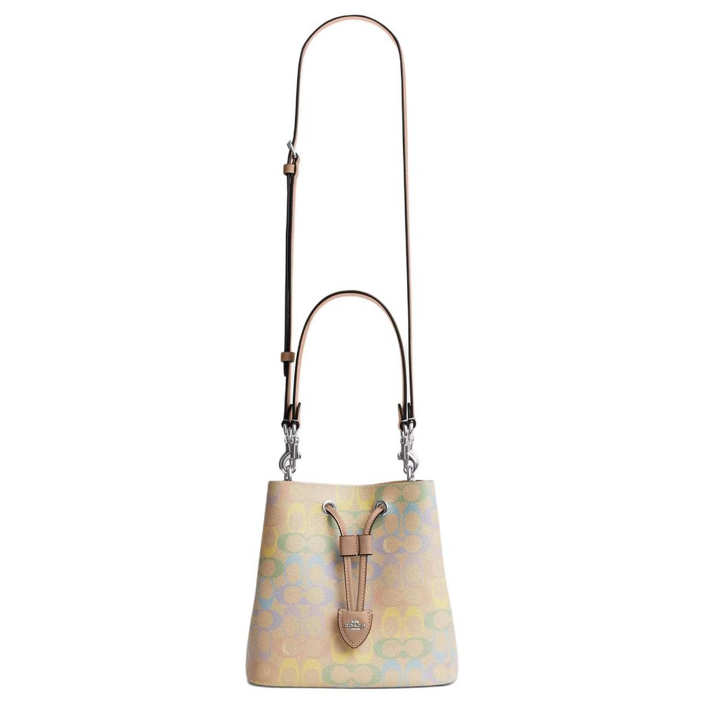 Coach Rowan 21 Brand Print Bucket Bag Coated Canvas Crossbody Tote Bag Small Women Bags Rainbow CDA92-SVSAS