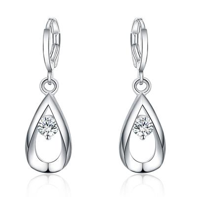 Pendientes Colgantes de Plata de Ley 925 Para Mujer Pendiente de Dama de Boda Caída Joyería Linda de Circonita Gota de Cristal