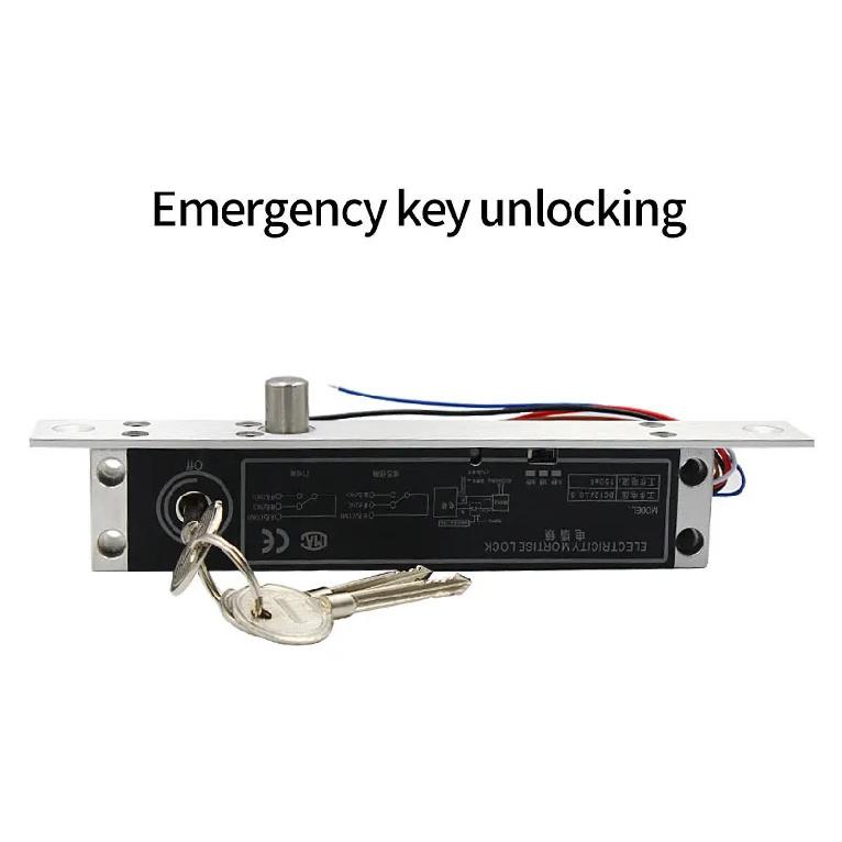DC 12V Fail Secure Electric Drop Bolt Lock Cylinder Deadbolt Lock With Key Door Contact Output for Home Access Control System