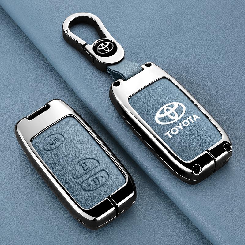 GQUL6 For Toyota Prius 30 Alpha Aqua Land Cruiser Auris 3 Button New Fashion Leather Zinc Alloy Car Key Case Keychain Ring Accessories