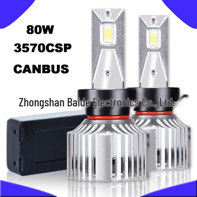80W High-Power LED Car Headlight Upgrade with 3570CSP Lamp Beads & CANBUS Decoder