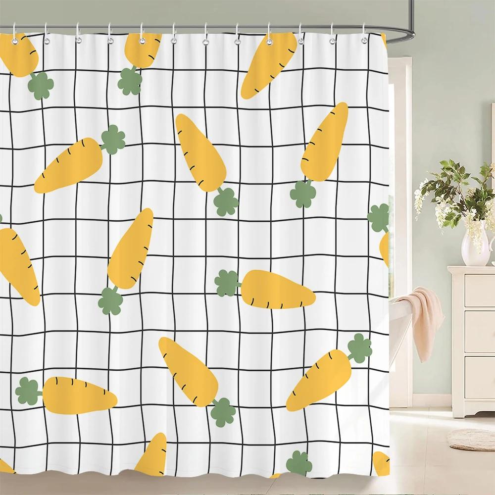Modern Fresh Fruit lemon Bath Curtain Waterproof Fabric Shower Curtain With 12 Hooks Bathtub Screen for Bathroom Home Decorate