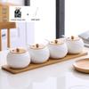 Ceramic Seasoning Jars Set with Bamboo Tray