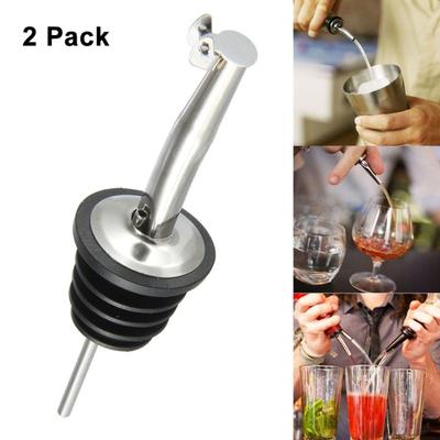 2Pcs Stainless Whisky Liquor Wine Pourer Stopper Bottle Spout Dispenser with Cap