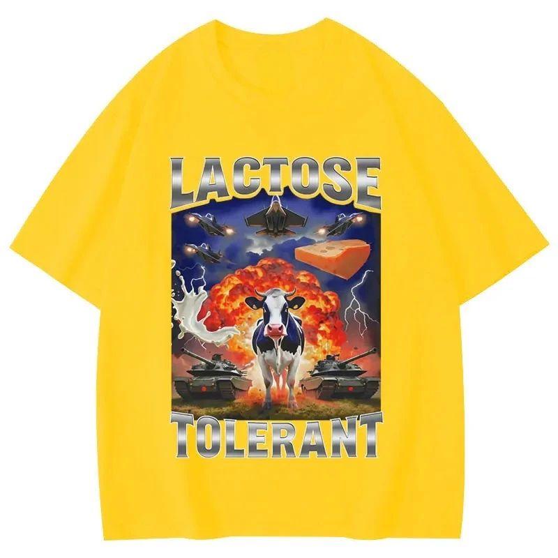 Funny Cow Meme Graphic T Shirts Lactose Tolerant Tshirt Fashion Vintage Tshirts Casual Loose Streetwear Y2K Top Unisex 4XL