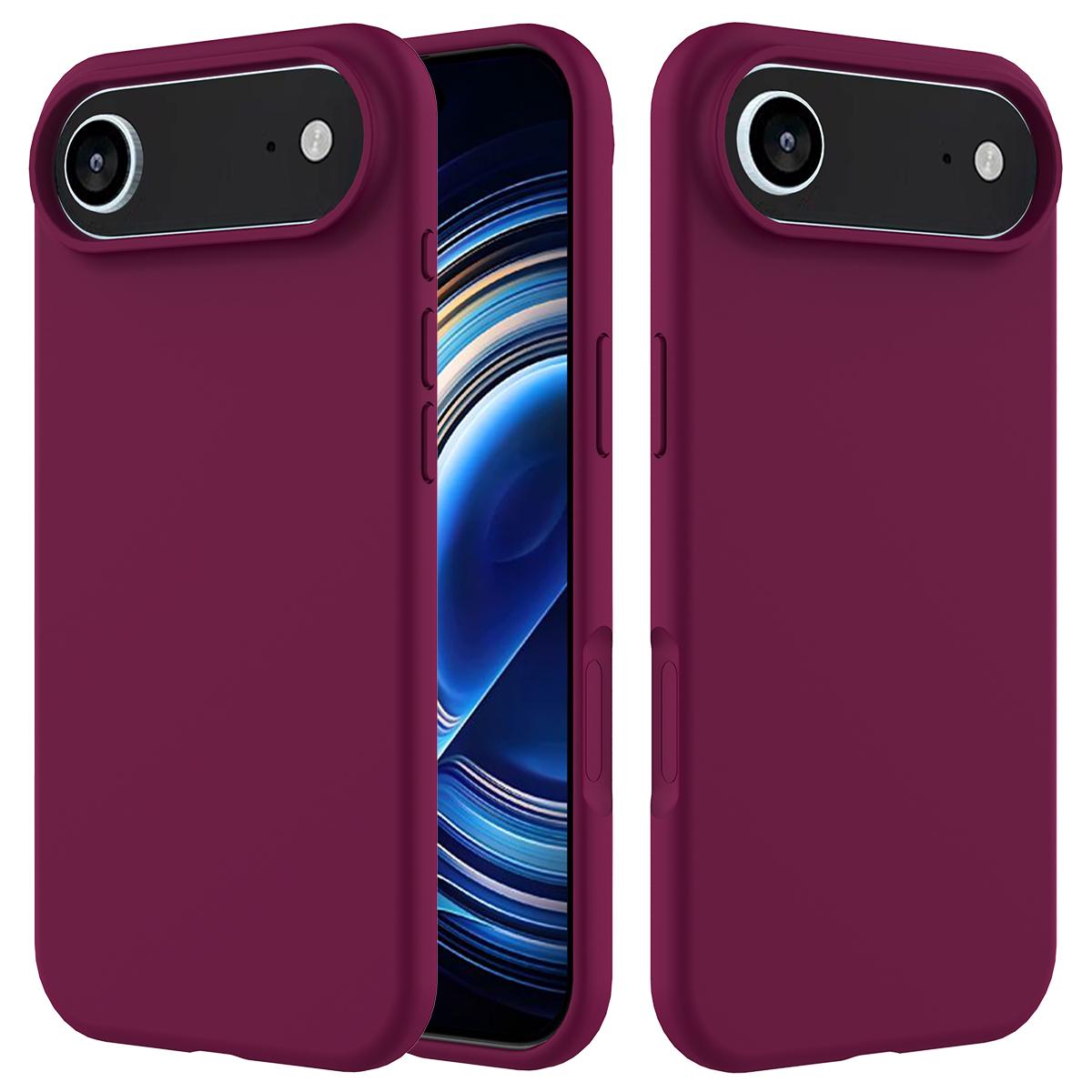 

For iPhone 17 Air Case Drop Proof Liquid Silicone Soft Lining Back Phone Cover Wine Red