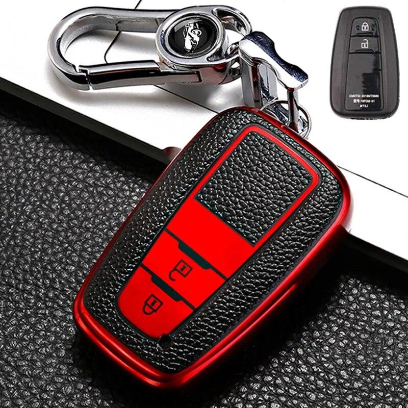 Funda de llave de control remoto para coche estilo cuero Fob para Toyota Prius Camry Corolla CHR C-HR RAV4 Land Cruiser Prado llaveros Accesorios