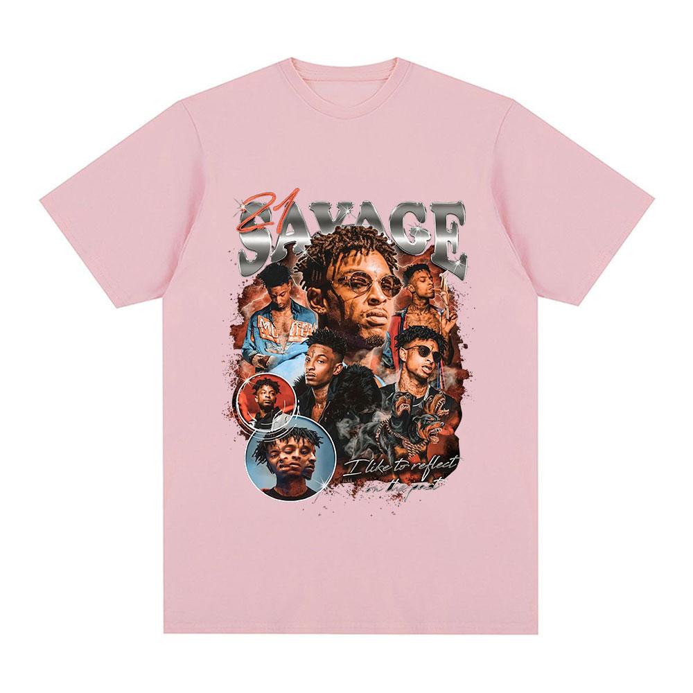 Rapper 21 Savage Grafik T-Shirt Unisex Damen Vintage Hip Hop T-Shirt Baumwolle Lässig Locker Übergröße Kurzarm T-Shirts Geschenk für Fans