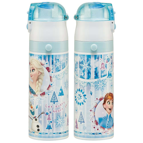 Skater Children's Water Bottle, 2-Way, 470ml (Direct Drinking) or 430ml (Cup Drinking), Disney Frozen 24, Girls' Stainless Steel, Insulated, Lightweig