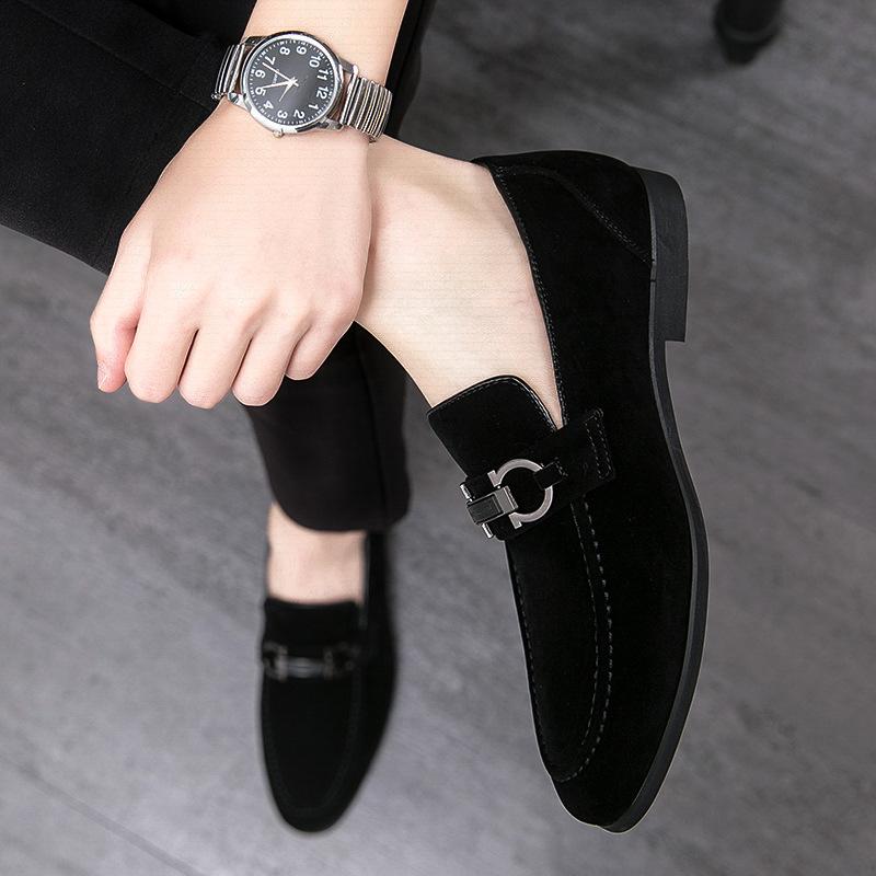 Shoes Autumn New Frosted Leather British Business Casual Leather Shoes Nightclub Hairstylist Lazy Doudou Shoes