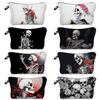 Women Skull Print Cosmetic Bag Toiletries Organize Travel Storage Case 6359