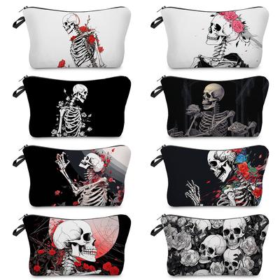 Women Skull Print Cosmetic Bag Toiletries Organize Travel Storage Case 6359