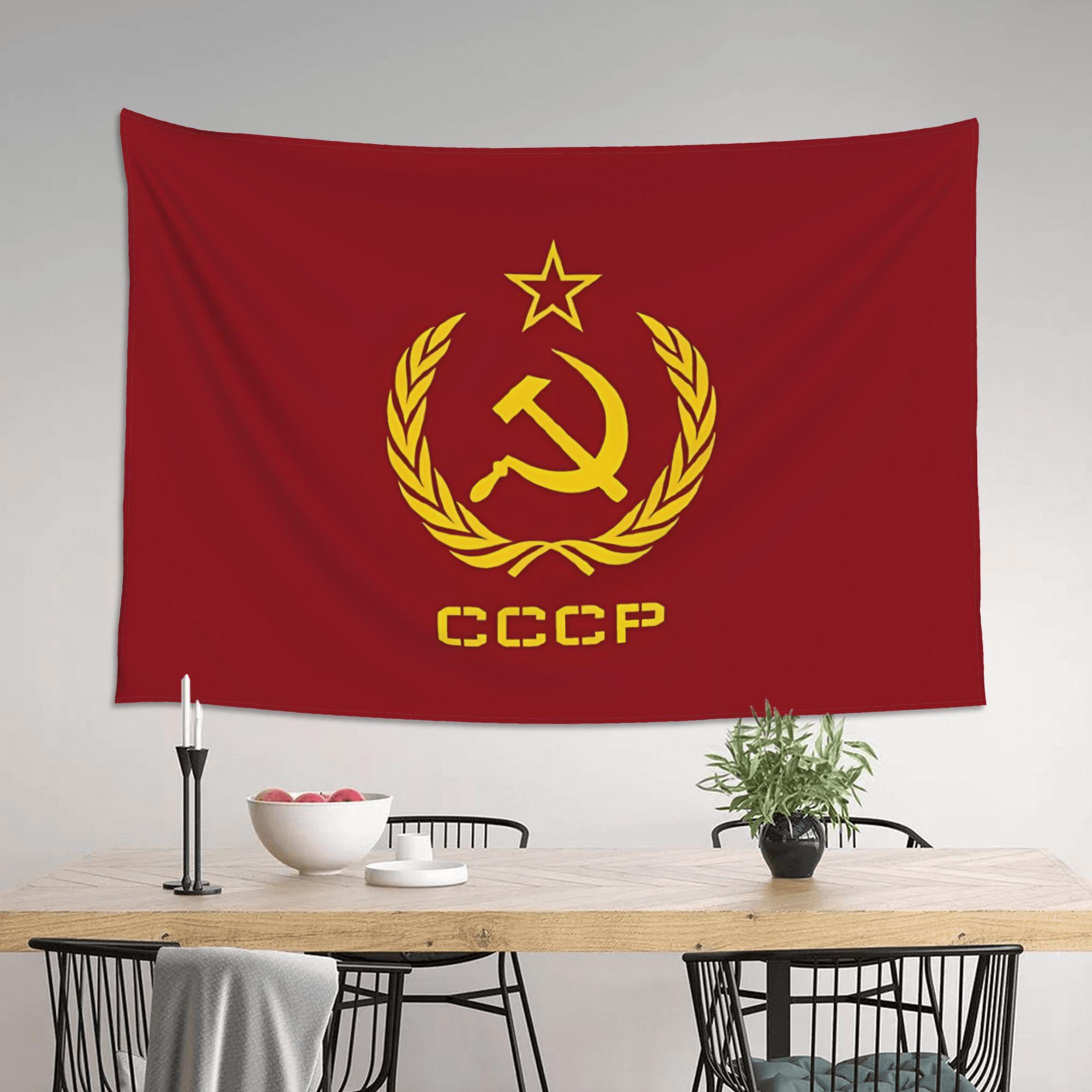 

Советский Союз СССР Настенный ковер Серп и молот Коммунистическое знамя Ретро Настенный подвес Историческое искусство Домашний декор 74x94cm(29x37in)