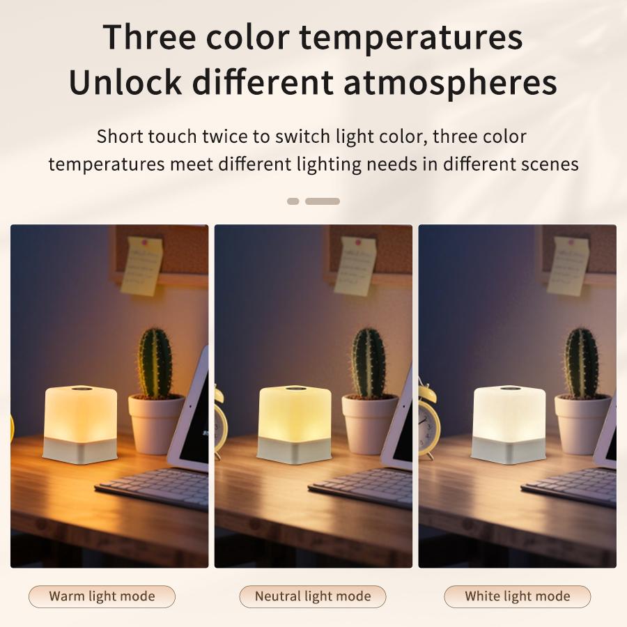 Mini touch LED night light rechargeable desk lamp three colors 16 colors adjustable pat light soft light sleep light for bedroom