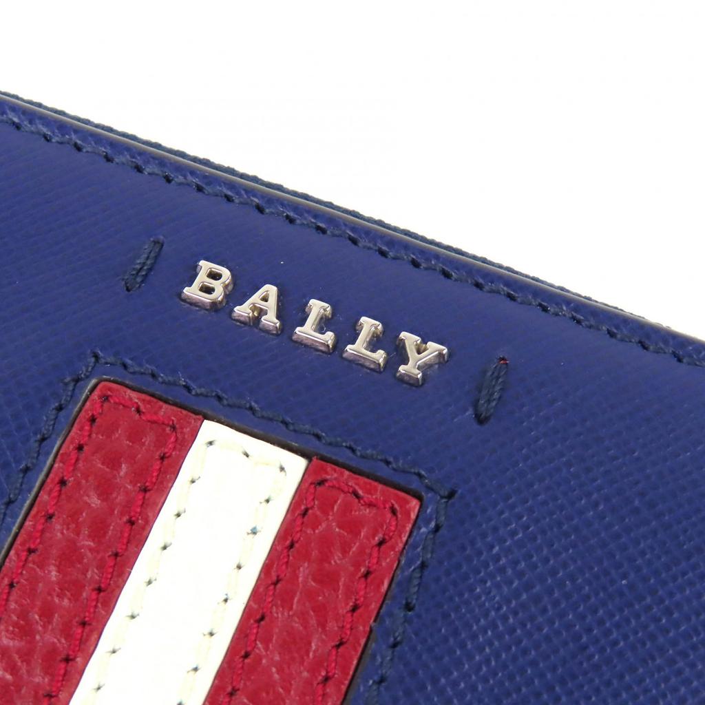 Excellent BALLY SALEN.S Metal Logo Bally Stripe Zip Around Leather Long Wallet Used