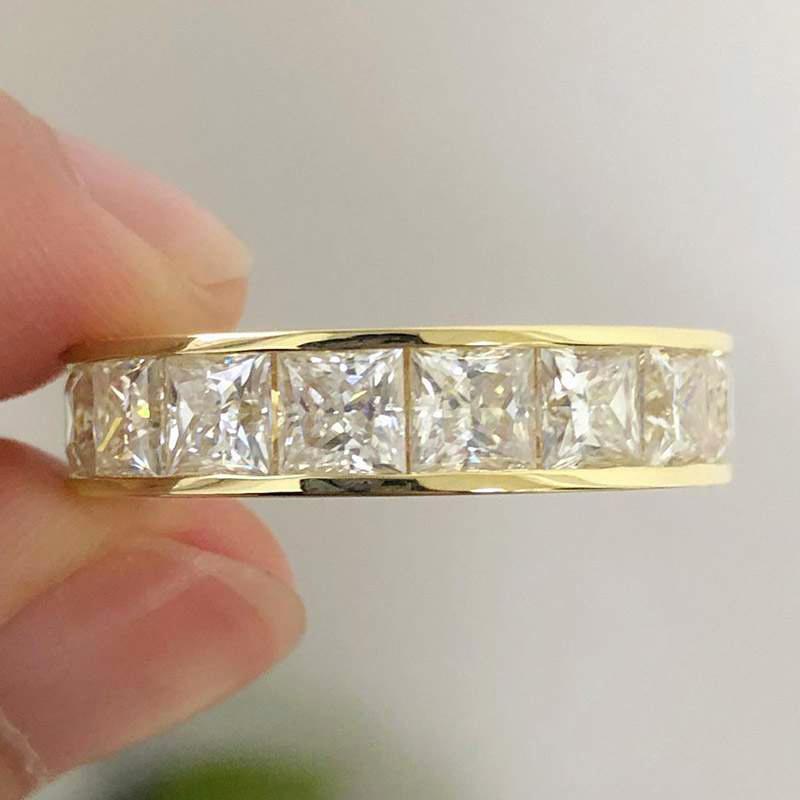 Princess Square Zirconia Full Row Rings Female Luxury Gold Color Accessories for Engagement Bridal Wedding Band Jewelry