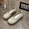 Stylish and comfortable flat-bottomed new one-pedal round-head rhinestone thick-soled heightening shallow-mouth single shoes