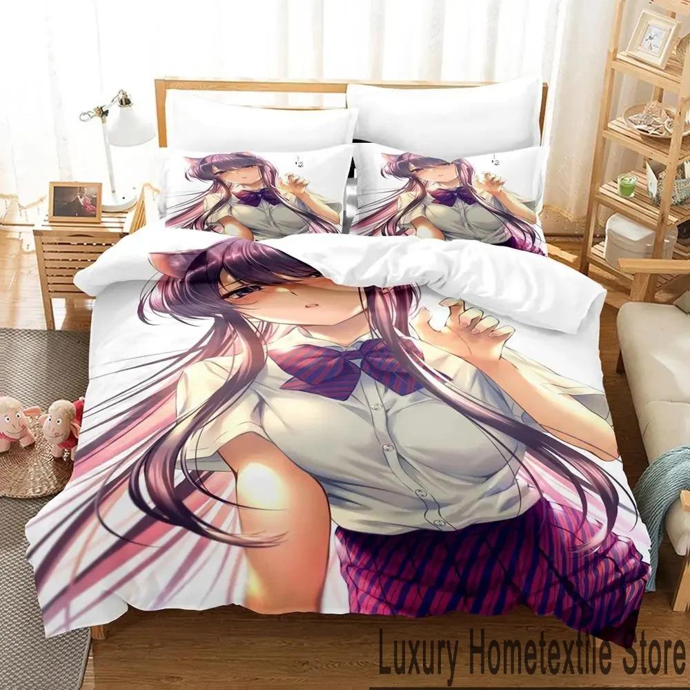 3D Print Anime Komi Cant Communicate Bedding Set Double Twin King Duvet Cover Comforter Pillowcase Boys Girls Adults Bedroom