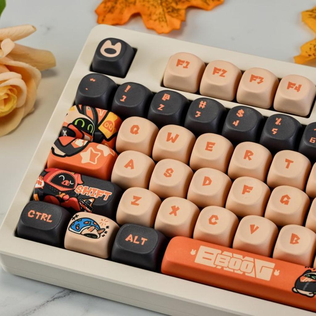 Bangbu Mechanical Keyboard Keychain, Cute DIY Keycap Set, PBT, MOA Cap, 130 Keys Suitable for Mechanical Keyboards