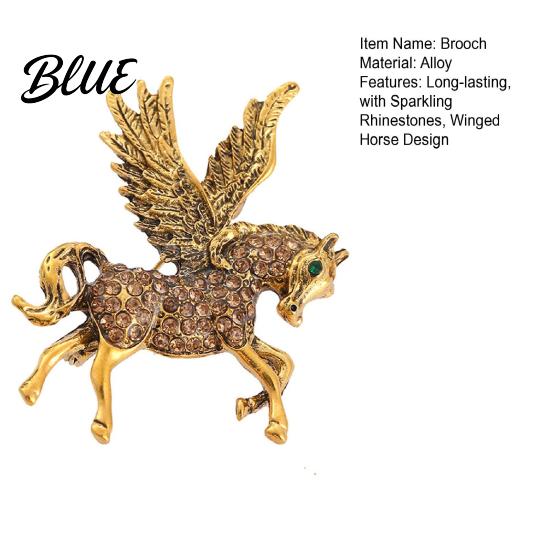 Wear-resistant Winged Horse Pin Flying Brooch Rhinestone Lapel Sparkling Retro