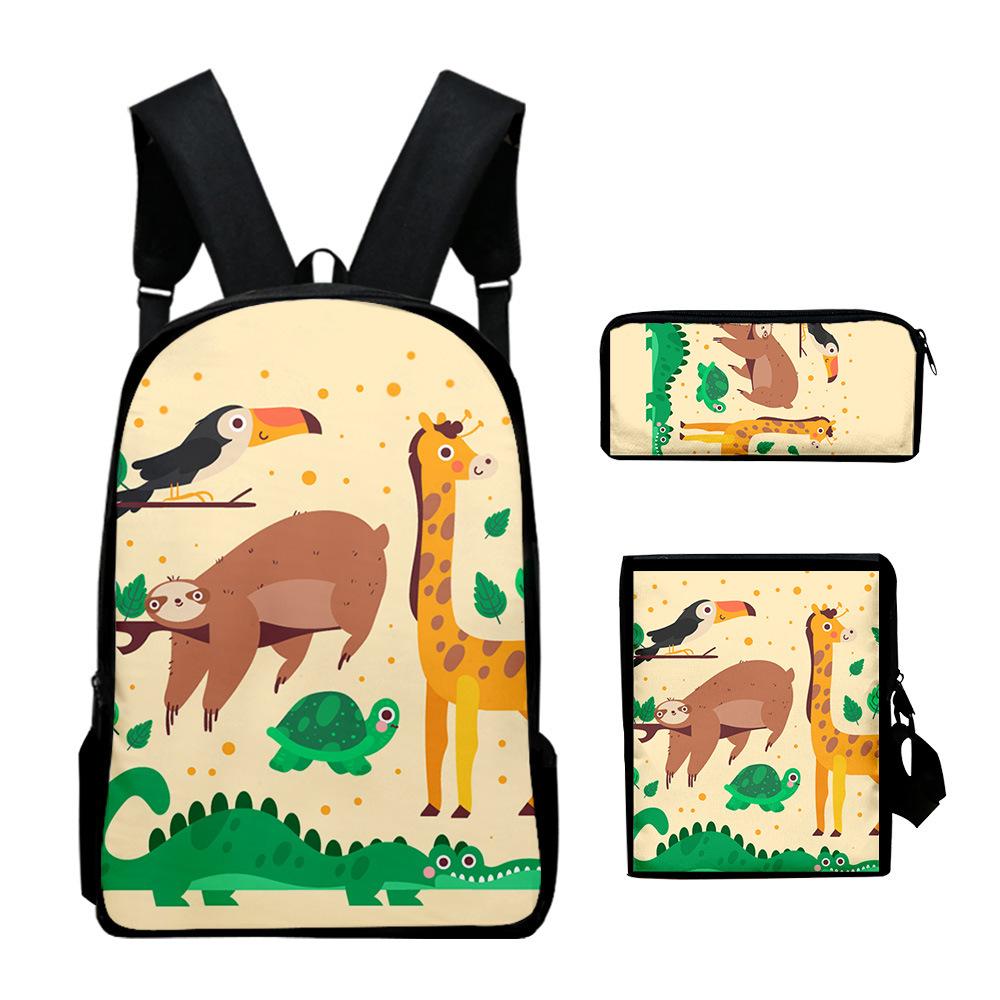 Classic Novelty Funny animals 3D Print 3pcs/Set pupil School Bags Laptop Daypack Backpack Inclined shoulder bag Pencil Case