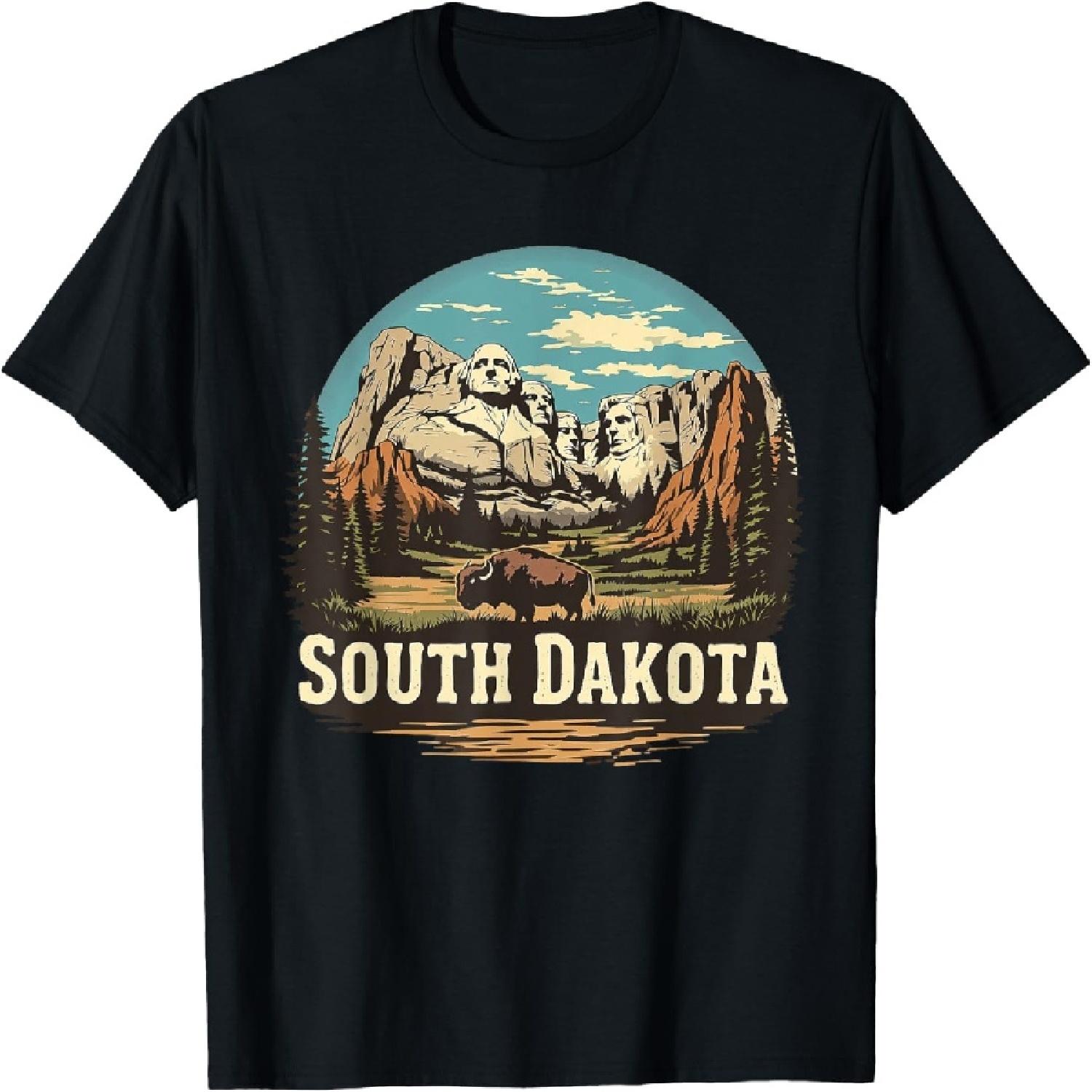 Vintage South Dakota Landscape Mount Rushmore T-Shirt XXXXXL разноцветный