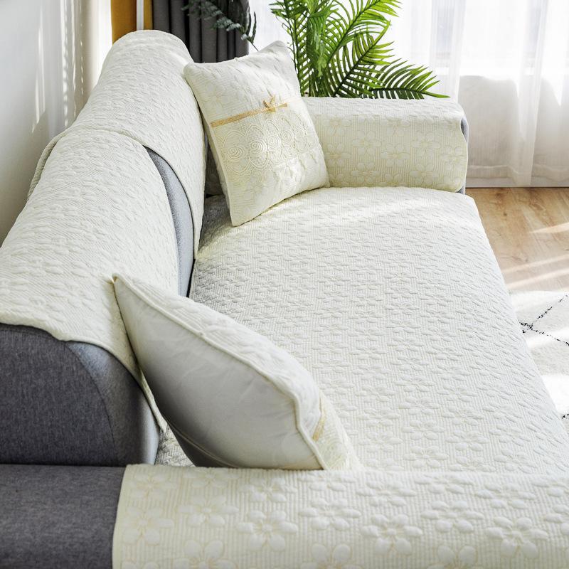 Three-Seat One-Imperial Concubine Sofa Cushion Cotton Fabric Four Seasons Universal Non-Slip Simple Modern Cushion Universal Cover Cover Thickened