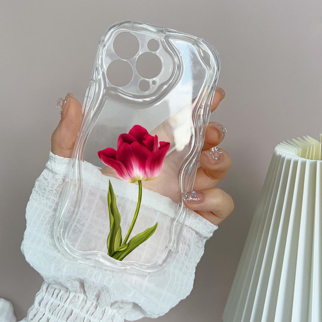 N93 Peony Soft Wavy Phone Cases for iPhone 14 Pro Max 13 Mini 15 Plus XR 7 8 6 XS Max 12 11 Protective Bumper Cover