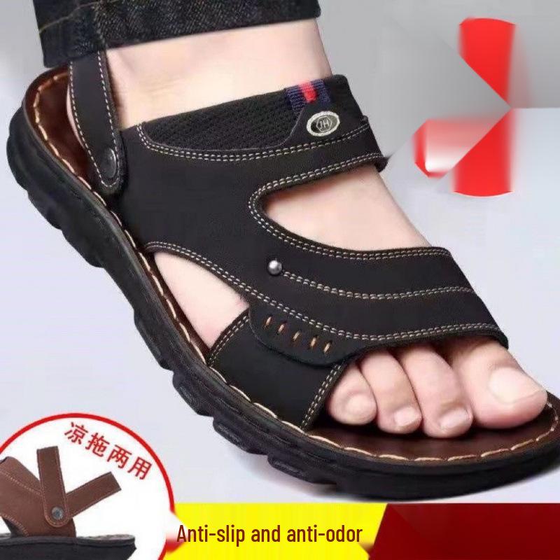 Vattentåliga Halkfria Mellanlånga Tofflor för Herrar - Slitstarka Casual Sandaler (Stil 12522)