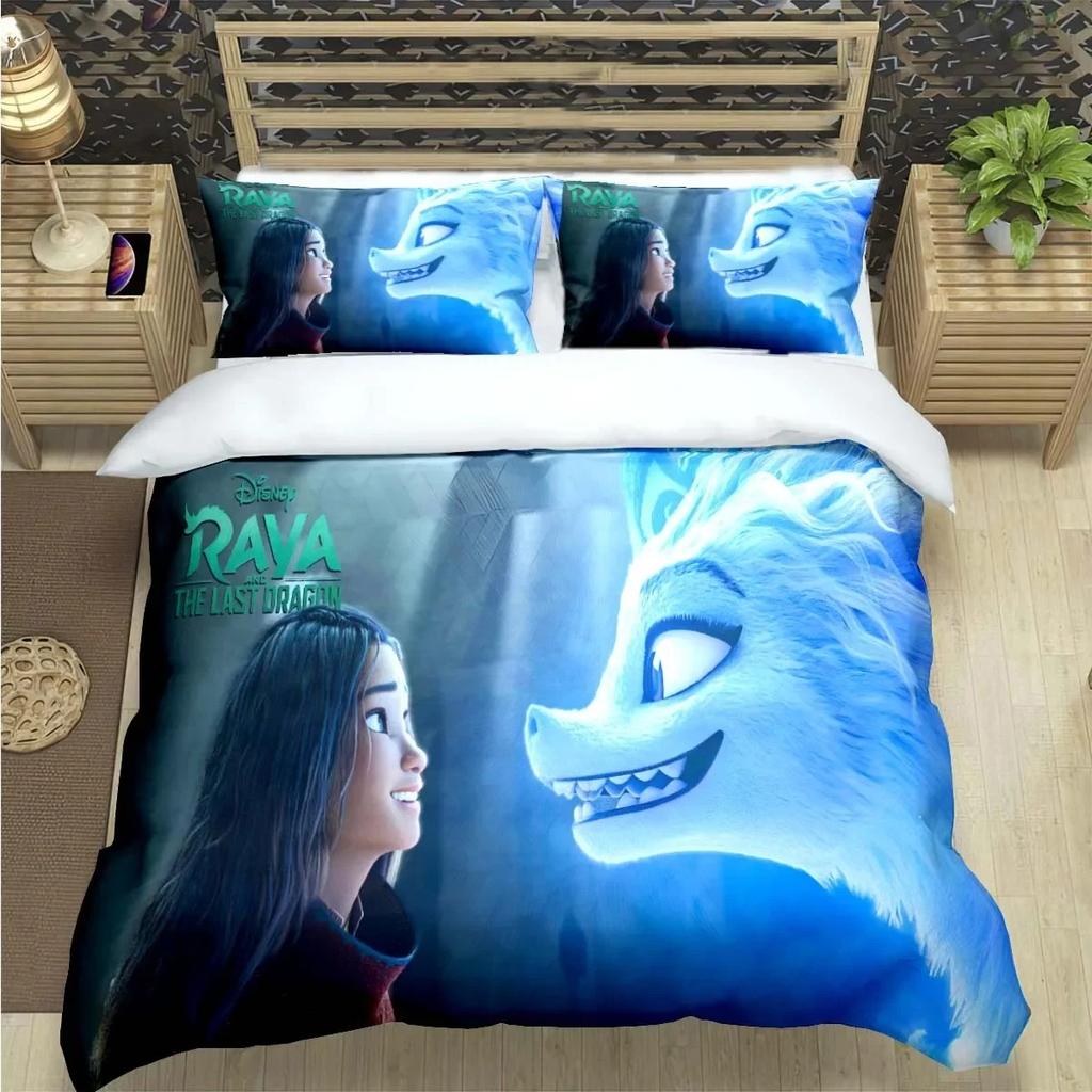 Mode Cartoon Raya und der letzte Drache Druck Bettwäschesets Bettzubehör Set Bettbezug Bettdecken-Set Bettwäscheset Geschenk