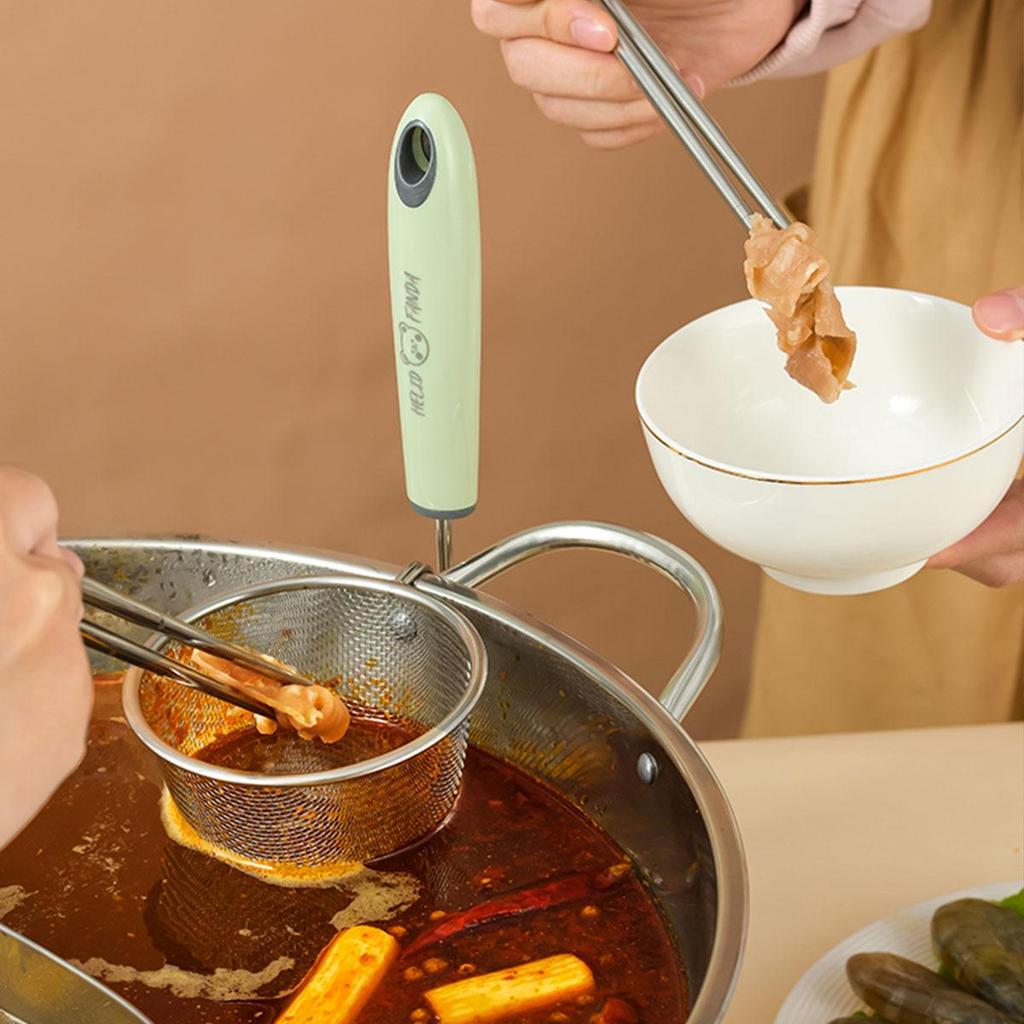 304 Stainless Steel Fine Mesh Spoon Hanging Hot Pot Filter Spoon Strainer With Plastic Handle Colander Kitchen Utensil