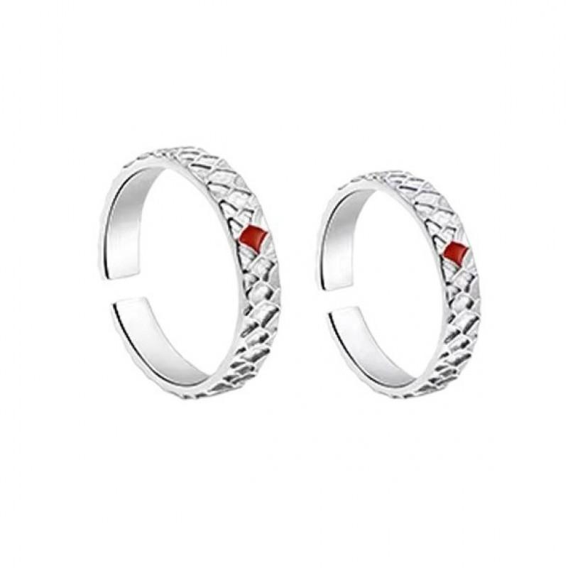Adjustable Open Ring Set Couples Geometric Vintage Style Plated Romantic Gift