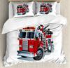 Fire Truck Fireman Duvet Cover King Queen Full Twin Size Cartoon Bedding Set for Boys Teens Polyester Quilt Cover