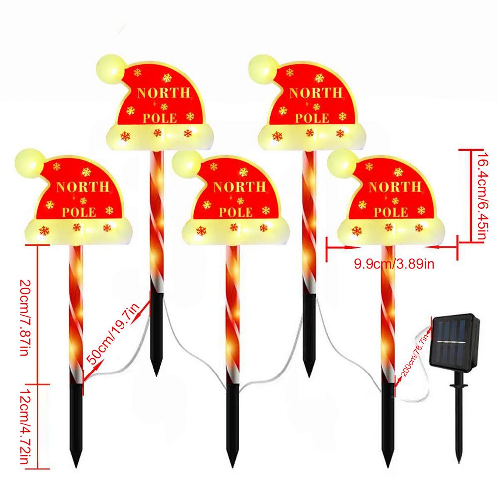 Solar Candy Cane Lights Outdoor Festive Solar Powered Christmas Candy Cane Pathway Markers For Driveway Patio Yard Lawn Garden