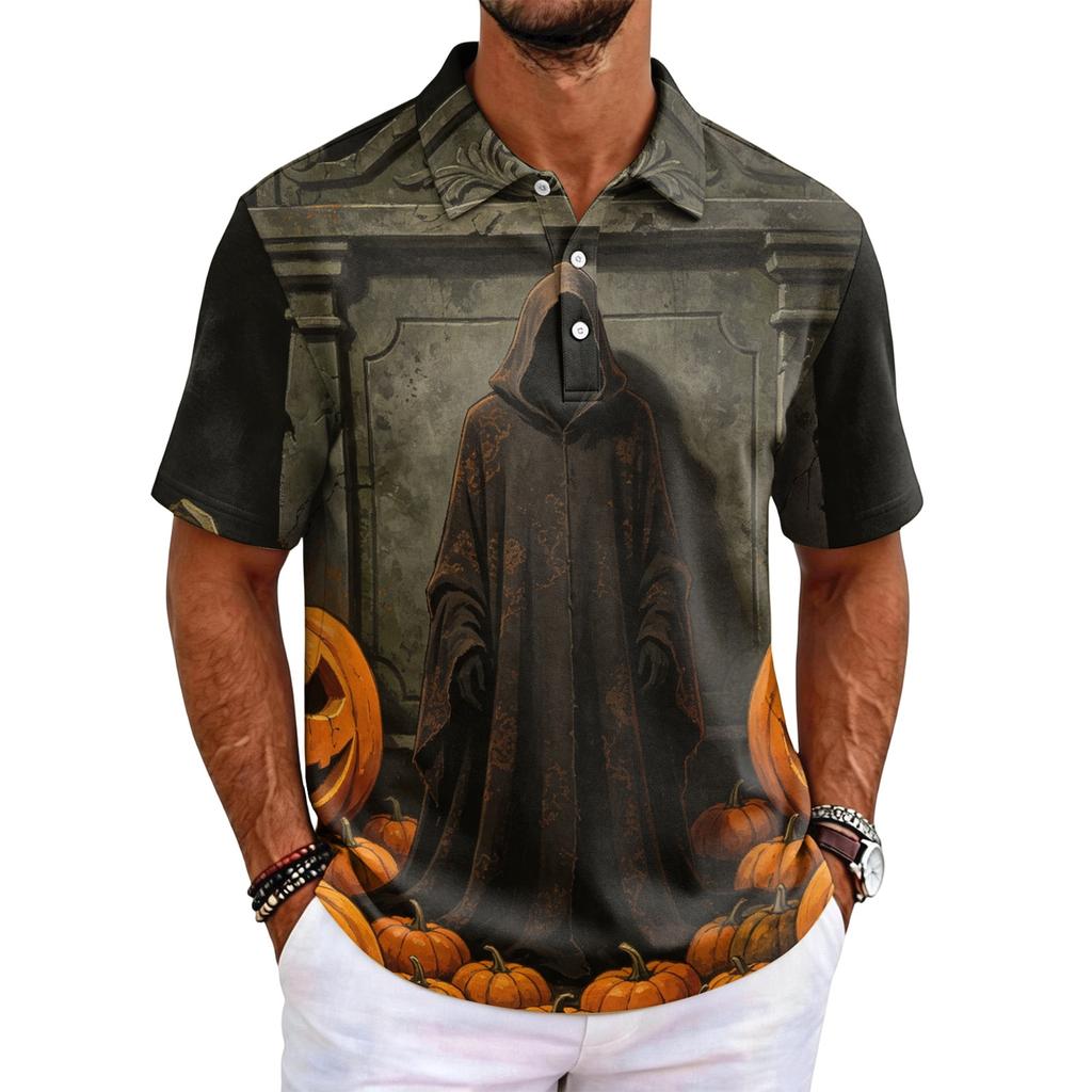 Men's Halloween Print Short Sleeve T-Shirt Stylish Casual Top
