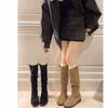 New fashion fashion boots high boots autumn thick heel but long boots women pile versatile knee boots no