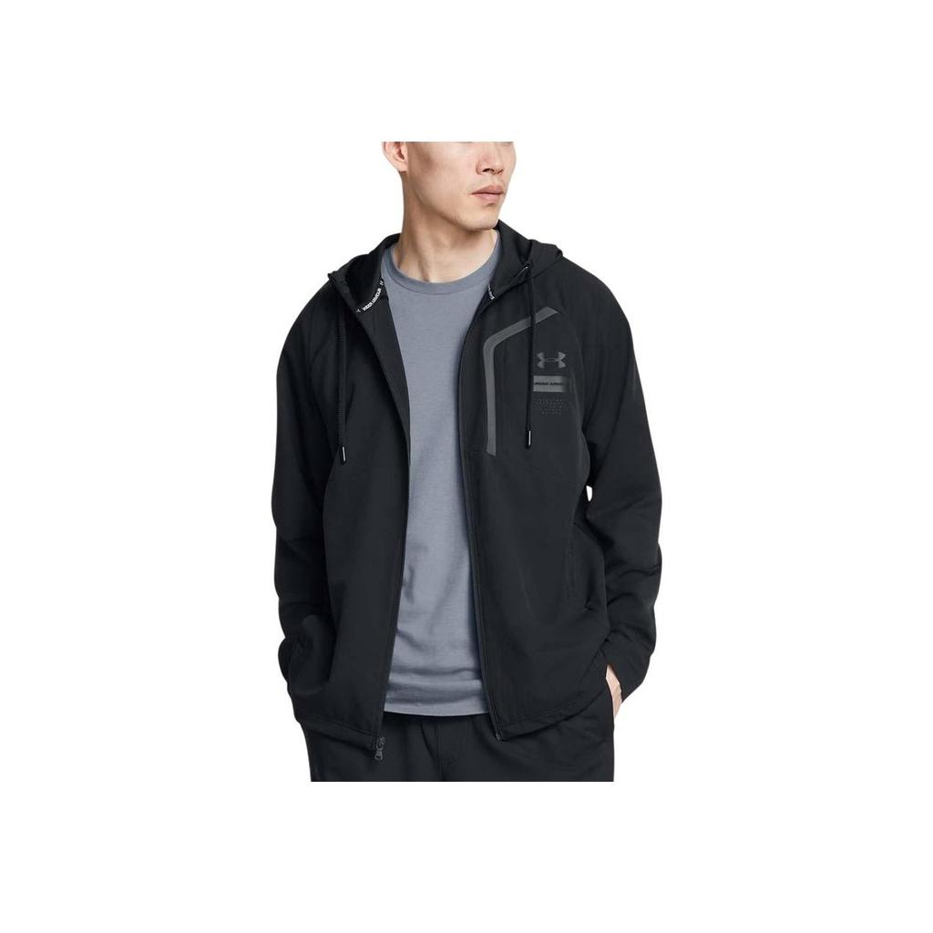 Under Armour Logo Hooded Long Sleeve Jacket Men Jackets Black 1388014-001